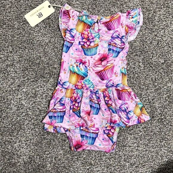 Bums & Roses Another Year Sweeter Ruffle Bamboo Dress 12-18 mos C21-10 - Picture 2 of 3